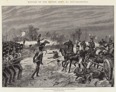 イギリス軍の戦闘、サラマンカ、ウェリントンの第3、第5、第6師団の前進 作： Richard Caton Woodville junior